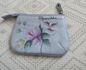 Anuschka Artistic Gray Floral Cosmetic Bag